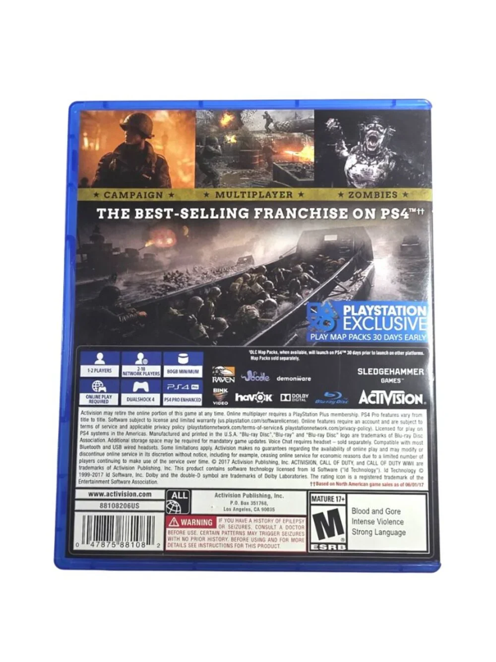 Call Of Duty WWII PS4 Game Complete Includes Case & Disc